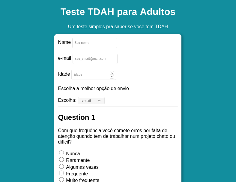 a form to diagnose TDAH